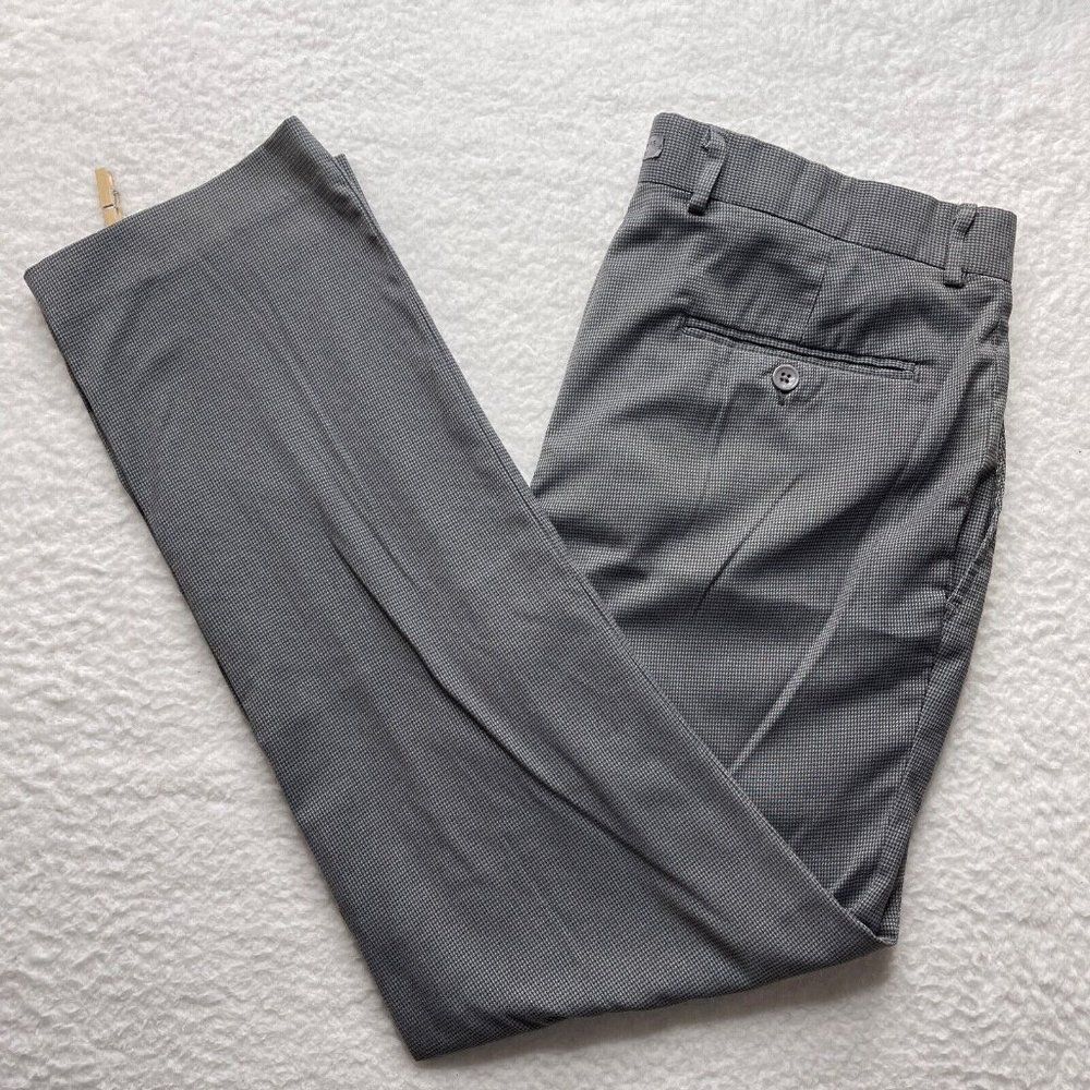 Michael Brandon Dress Pants Men Size 34 X 30 (Measured 33 1/2" X 29") Gray Black
